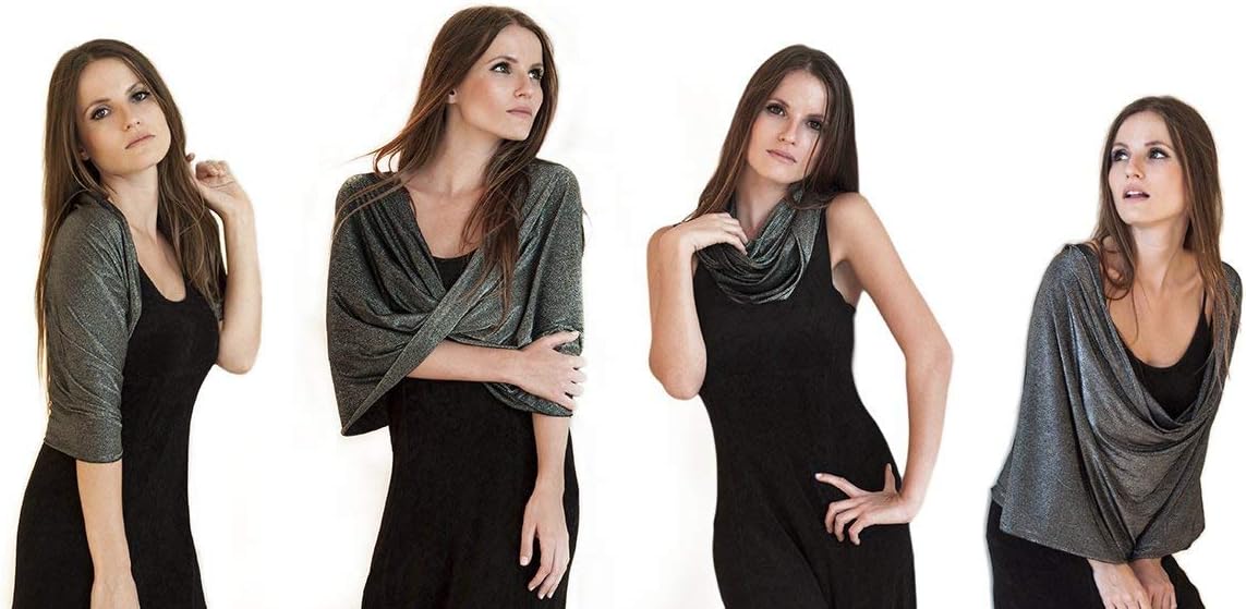 Sparkling Black Loop Shawl. Wear as a Shawl, Shrug, Crisscross or Infinity Scarf