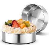 Beasea 6 Inch Cake Pan, 2 Pack Stainless Steel Round Cake Pans Cheesecake Mold Baking Tins Set for Birthday Wedding Layer Cakes, Heavy Duty, Easy Clean, Solid Bottom