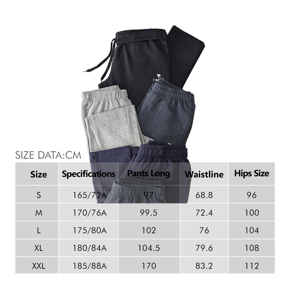 Camel Men\'s Open Bottom Sweatpants Jogging Pants With Pockets Lightweight Drawstring Running Pants Slim Fit For 4 Season(Black), Large