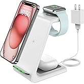 Wireless Charging Stand, GEEKERA 3 in 1 Wireless Charger Dock Station for iPhone 15 14 13 12 11 Pro Max Plus XR XS 8 Plus, Ap