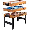 ARLIME 3 in 1 Multi Game Table, 48'' Foosball Desk w/Billiards, Soccer, Slide Hockey, Wood Foosball Table for Adults, Game Room, Parties