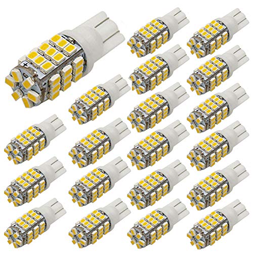 PESIC 20x T10 921 192 194 Wedge RV Trailer 42-SMD LED Super Bright 3500K Warm White Car Backup Reverse Interior Light Bulbs