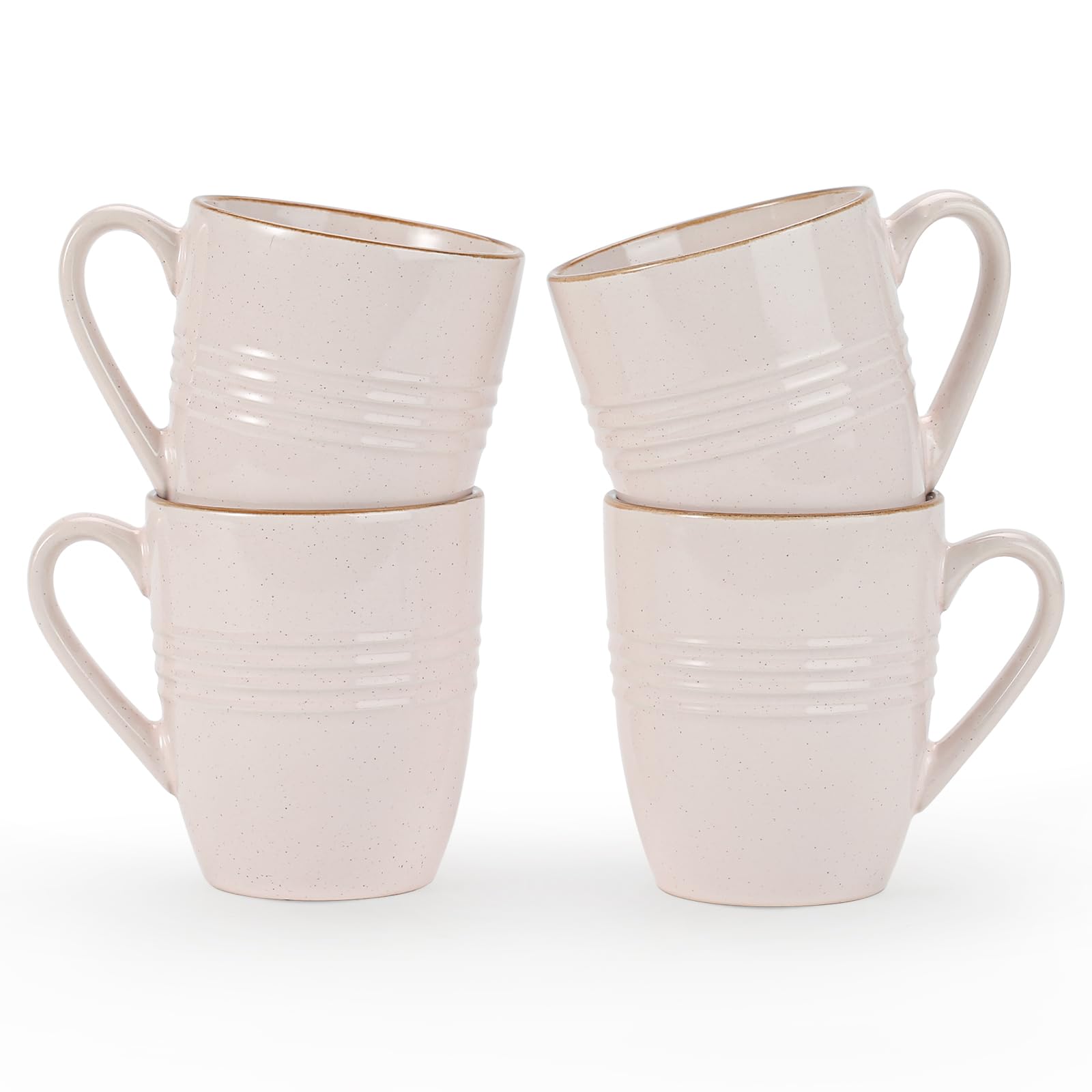 Photo 1 of famiware Jupiter Coffee Mugs Set of 4, 14 OZ Coffee Mug, Microwave and Dishwasher Safe, Coffee Cups with Handle for Coffee, Tea, Cocoa, Milk, Light Pink