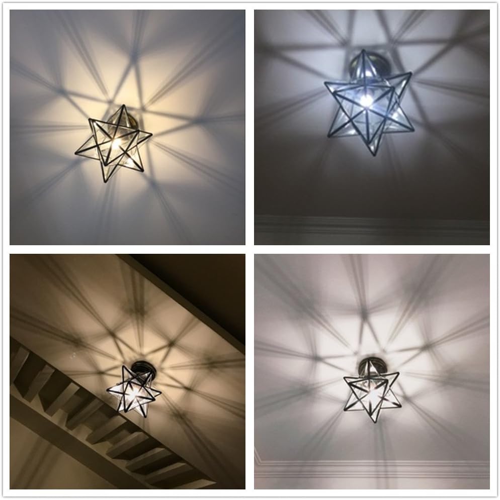 Star Ceiling Light Shade Clear Glass Transparent Lampshade Chandeliers Lights Loft for Corridor Aisle Door Bar Bedroom Restaurant Living-room Home Lighting - Image 5