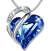 WETDNGQI Blue Necklaces for Women, Infinity Love Birthstone Heart Crystal Pendant, Birthday Jewelry Gifts for Her, Mom, and Wife, Silver Plated Chain Gift for Christmas, Valentine's Day, and Birthday