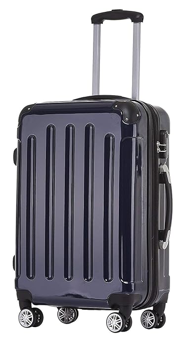 BEIBYE Zwillingsrollen 2048 Hartschale Trolley Koffer Reisekoffer Taschen Gepäck in M-L-XL-Set (Dunkelblau, L)