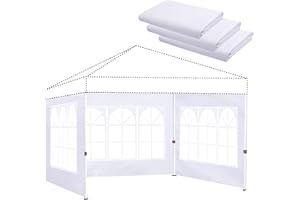 SCOMANAGE Church Window Canopy Sidewalls for 12x12 Pop Up Canopy 99% UV Protection, Waterproof, 3 Pcs Sidewalls Only,(White)