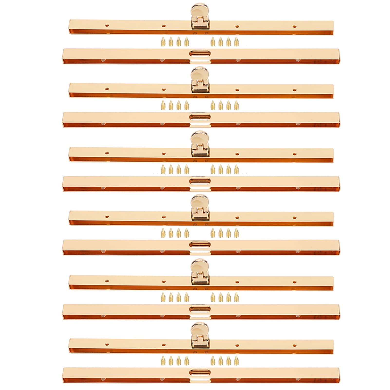 Qcwwy 6pcs Wallet Clasp Lock, 19cm Purse Making Hardware Bag Clasps Purse Metal Purse Frame for Diy Crafts Easy to Install for Making Hardware Handbags(Gold)