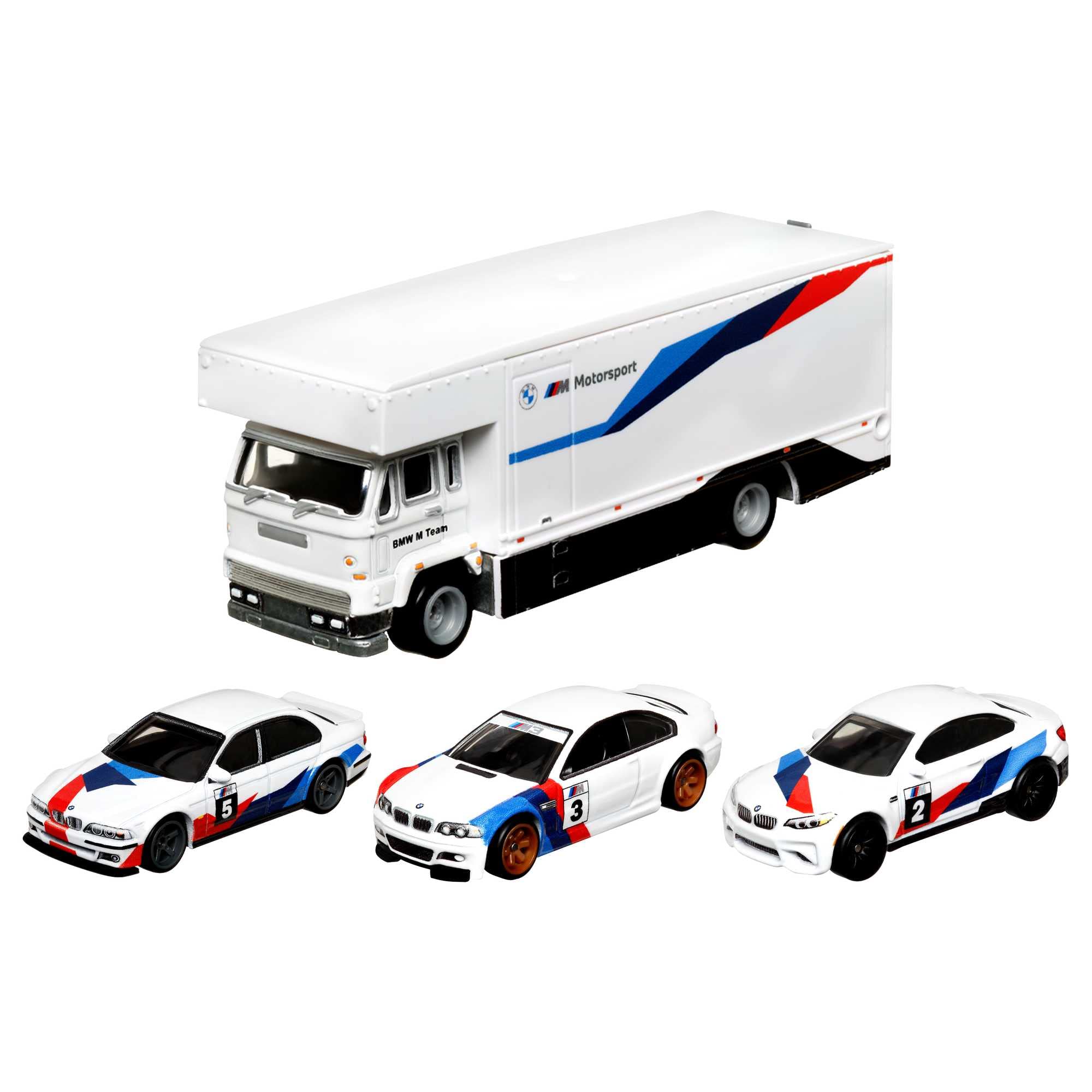 Hot Wheels Premium Collect Display Sets with 3 1:64 Scale Die-Cast Cars & 1 Team Transport Vehicle, Collectors’ Favorites, 2 Sets in the Assortment for Collectors of All Ages