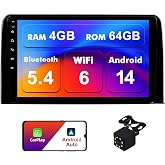 4+64G Android 14 Double Din Car Stereo for Honda CR-V CRV 2017-2021 with 10.1 Inch Touchscreen Radio Built-in Wireless Carplay/Android Auto/GPS/Bluetooth/FM/AUX/Steering Wheel Controls/Backup Camera