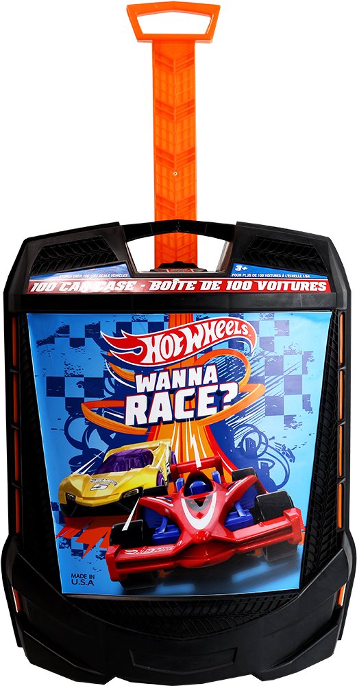 Hot Wheels 100Car, Rolling Storage Case with Retractable Handle, New