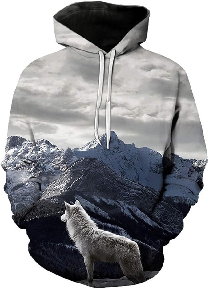 Amazon.com: Printed Wolf Hoodies Wolf Unisex 3D Hoodie Sweatshirts Boy ...