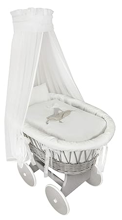 Niuxen 417- Stubenwagenset Ersatz Bettwäsche Set für Stubenwagen - 9 Teile, Inkl. Spannbetttuch, Himmelhalterung, Zudecke, Ne