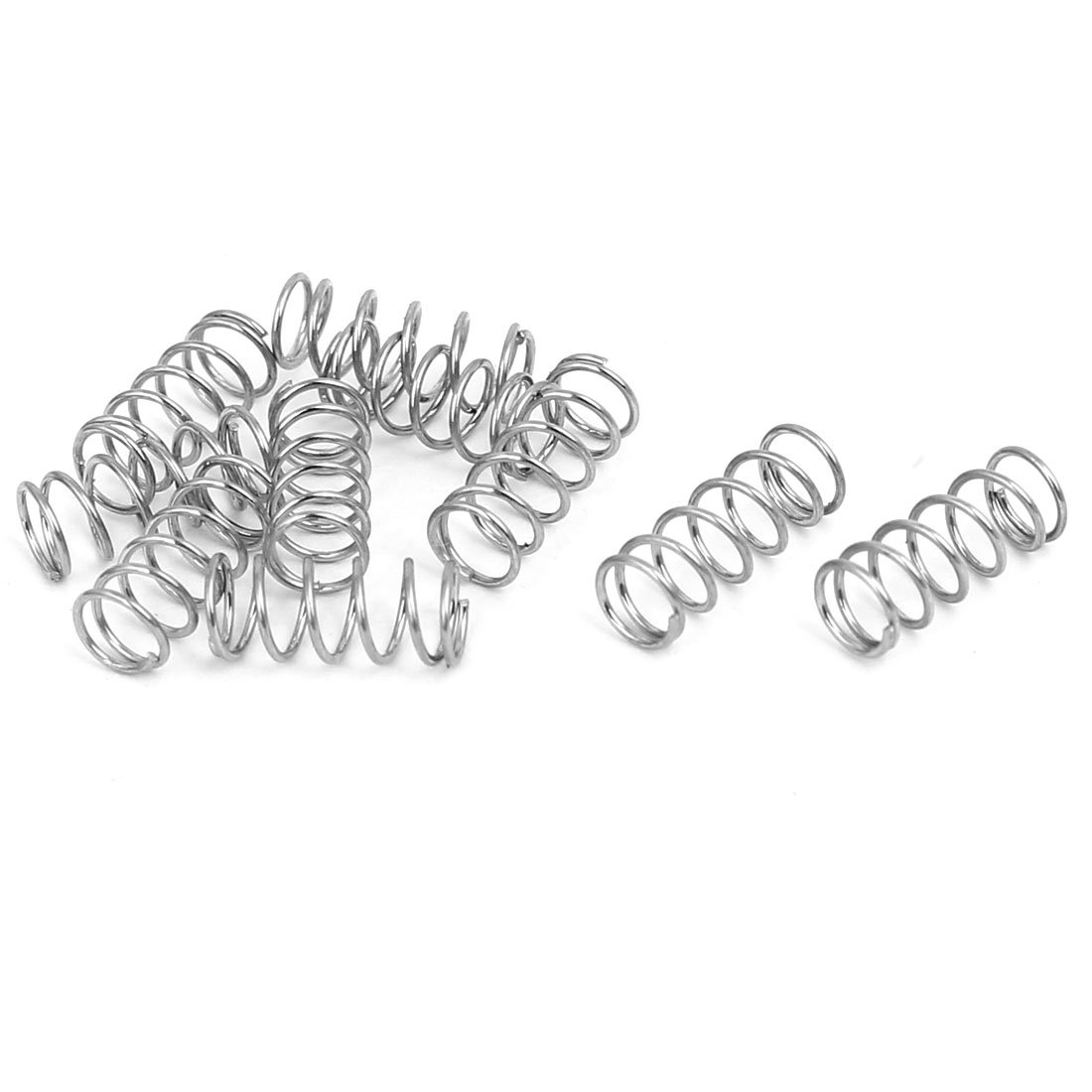 sourcingmap Compression Spring,304 Stainless Steel,4mm OD,0.4mm Wire Size,10mm Free Length,Silver Tone,10Pcs