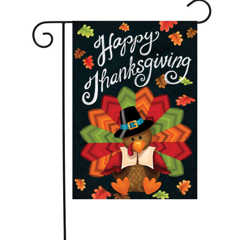 Amor Colorful Turkey Decorative Double Sided Garden Flag 12.5 x 18 Inch, Thanksgiving Holiday Decor Garden Flag