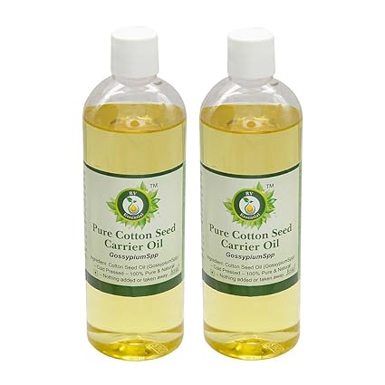 R V Essential Pure Cotton Seed Carrier Oil (100ml+100ml) Pack of Two- Gossypium Spp (100% Pure and Natural Cold Pressed)