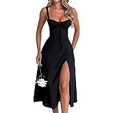 Womens High-end Corset Dress 2025 Bohemian Summer Slit Halter Slim Out A-Line Casual Sundresses