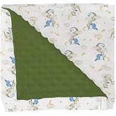 Fairytale Dragon Moon Stars Clouds Baby Blankets for Girl Boy Cute Golden Dragons Soft Mink Dotted Backing Double Layer Receiving Blanket Fantasy Animal Bed Throws for Newborn Toddler Crib 30x40