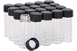KIGITIK 20 Pcs 4ml Clear Glass Sample Vials, Liquid Sampling Sample, Screw Caps Small Glass Bottle, With PE pad, Leak-Proof Vial, For laboratory, Essential Oil, Perfume, Reagents