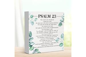 Psalm 23 Scripture Christian Decor for Home Office Table Shelf Religious Bible Verse Gifts for Women Friends Coworker 5 x 5 i