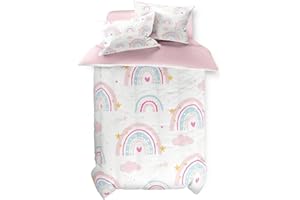 SANDJEST Rainbow Duvet Cover Sets Twin Size for Kids Girls, Include 1 Polyester Comforter Cover 68x86 Inches and 1 Pillowcase