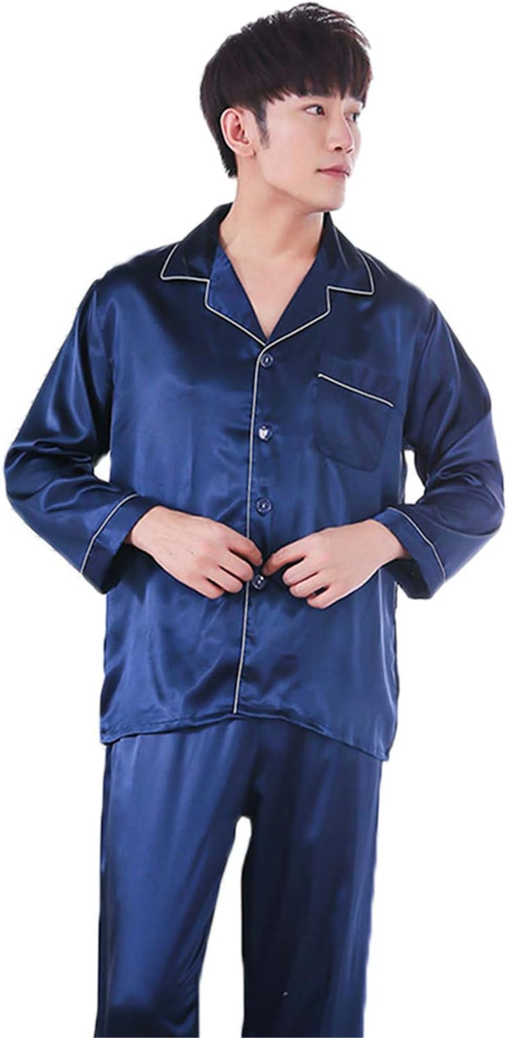 High end Women Men Silk Satin Nightwear Pajama Sets 2pcs Couple Sleepwear Long Sleeve Casual Sleepwear Homewear