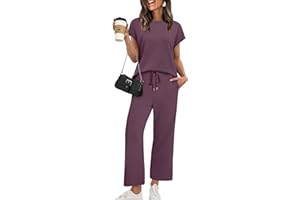 XIEERDUO Women's Cap Sleeve Lounge Sets 2 Piece Travel Outfits Airport Tracksuits Wide Leg Loungewear S-3XL