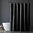 Amazon.com: Amazer Black Shower Curtain Liner, Black Fabric Shower Liner, 2-in-1 Bathroom Shower ...
