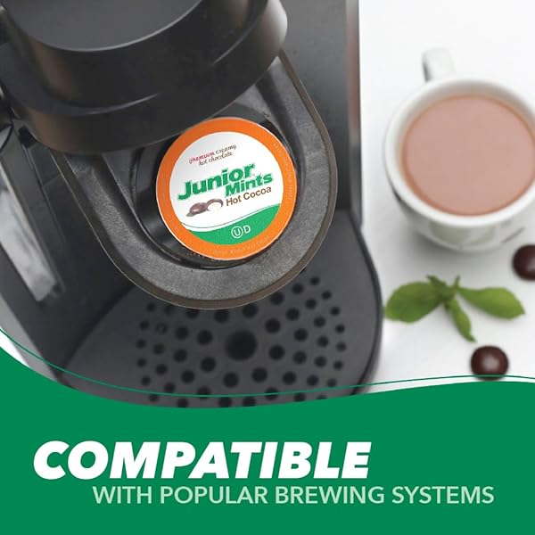 JUNIOR MINTS HOT CHOCOLATE PODS, MINT CHOCOLATE FLAVOR, COMPATIBLE WITH KEURIG K-CUP BREWERS, 40 COUNT – CHOCOLATEY PEPPERMINT COCOA