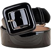 FOYTOKI Wide Patent Leather Waist Belt for Women Adjustable Extra Wide Belt with Square Buckle Perfect for Dresses and Jeans