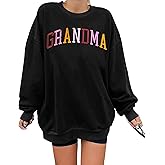 YI XIANG RAN Grandma Sweatshirt for Women - Embroidered Long Sleeve Pullover Top, Oversized