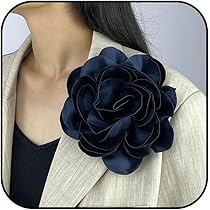 thumbnail image 2 of Flower Brooch, 3.94 Inch Large Big Rose Flower Brooches Satin Flower Brooch Pin Solid Color Flower Pins For Women Prom Wedding Clothes Dresses Accessories (Rose Red 2 of 14