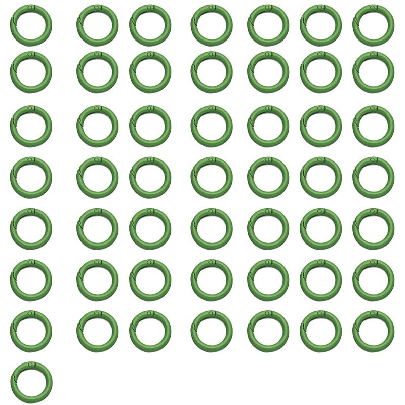 50 Pcs Spring O Rings, Zinc Alloy Round Carabiner Snap, Metal Spring Snap Clips Buckles for DIY Craft, Keyring, OD 27 mm, Green