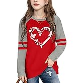 Valentine's Day Shirt for Kids Love Heart Graphic Shirt Girls Boys Valentine Long Sleeve Tee Tops 5-13Y