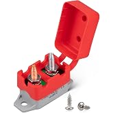 RED WOLF 30Amp Automatic Reset Circuit Breaker with Cover, DC 12V-24V Nylon Insulated &amp; Anti-Rust Stud Type for Automotive Truck Camper RVs Solar Battery Chargers 1pcs