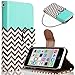 ULAK iPhone 5C Case, Synthetic PU Leather Protective Flip Folio Wallet Case with Multiple Credit Card Holder Slots and Wrist Strap for Apple iPhone 5C (Waves Follow The Sky)
