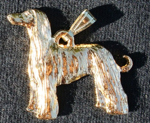 Afghan Dog 24k Gold Plated Pewter Pendant