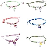 Pingyongchang 6Pcs Cute Funny Mushroom Bracelets Colorful Beaded Luck String Rope Chain Braided Bracelet Friendship Jewelry for Women
