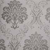 LEPENDOR Silver Damask Peel and Stick Wallpaper 0.45x3m Waterproof Decorative view 3