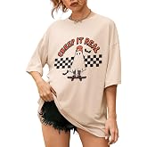 CM C&amp;M WODRO Women's Halloween Creep It Real T Shirt Retro Skateboarding Ghost Graphic Shirt Vintage Spooky Checkered Tees