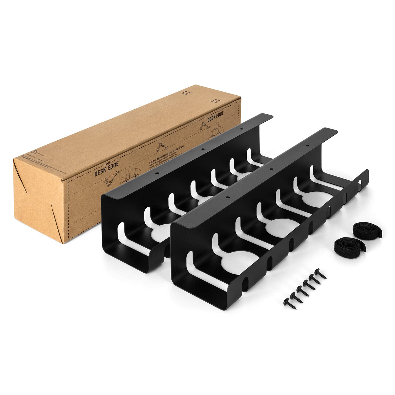 Under Desk Cable Management Trays - Drill-Free Installation Suitable for Glass Desk. Made From Durable and Safe materials. Seamlessly Organizes Wires for Neater Appearance. Set of 2x 17