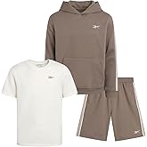 Reebok Boys' Active Shorts Set - 3 Piece Performance Mesh Hoodie Sweatshirt, Gym Shorts, and T-Shirt - Activewear Set (8-12)