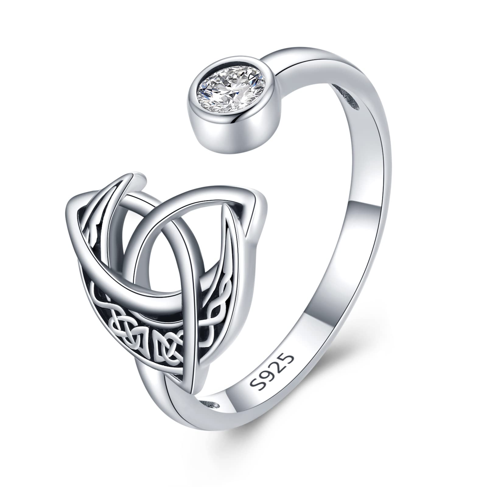 Midir&Etain Celtic Moon Ring 925 Sterling Silver Adjustable Celtic Jewellery Birthday Gifts for Women Girls