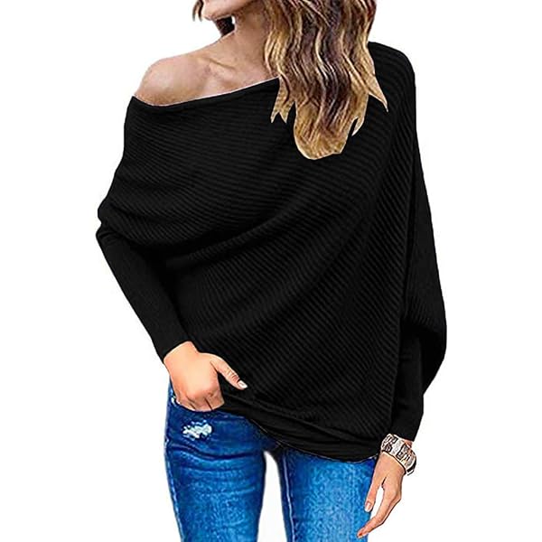 ECDAHICC Women's Oversized Cable Knit Sweater – Off Shoulder Chunky Pullover, White, Small
