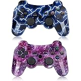Bowei PS3 Controller Wireless 2 Pack Double Shock Gamepad for Playstation 3 Remotes, Six-Axis Wireless PS3 Controller with Ch