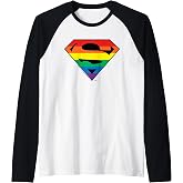 Superman Rainbow Logo Pride Raglan Baseball Tee