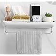 Shower Caddy, Wall Mounted, No Drilling, Strong Adhesive, Rustproof, White/Black