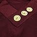 VOIANLIMO Women's Sweatshirts Long Sleeve Button V-Neck Pockets Pullover Hoodies Burgundy XL