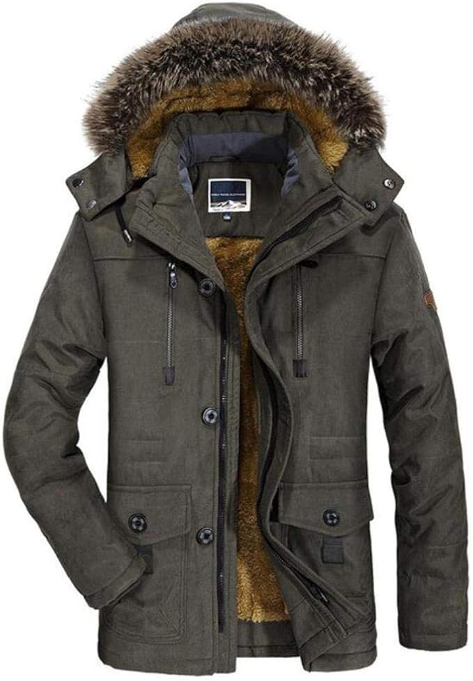 Produktbild von Warme Daunenjacke Herren Winterjacke Mit Kapuze – Gepolstert, Winddicht & Lang Geschnitten Für Kalte Tage Gepolsterte Pufferjacke Kapuze Warm Lang
