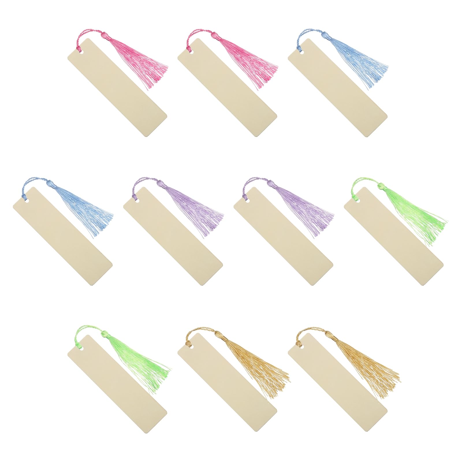 PATIKIL 4.7" x 1.3" Blank Wood Bookmark, 50 Pack Rectangle Wooden Book Marks Page Markers with 5 Colors Tassel for Women Book Lover DIY Gift